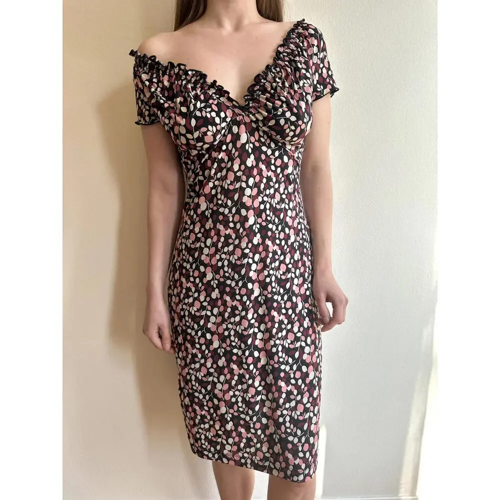Floral Babydoll Ruffle Hem Short Sleeve Midi Dress - Picture 1 of 5